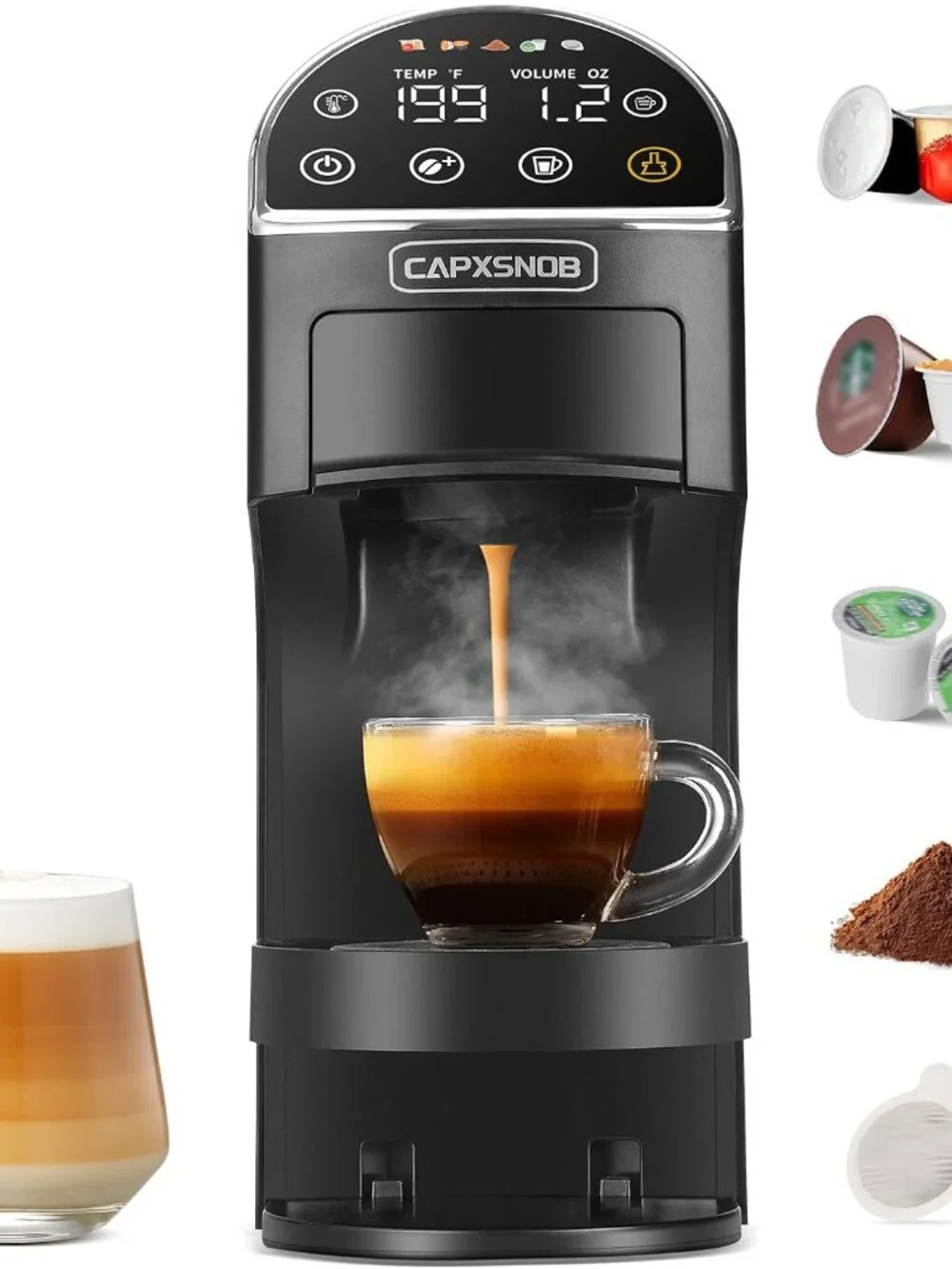 Magician2 Mini 5-in-1 Coffee Maker & Machine for Pods & Grounds, LED Touch
